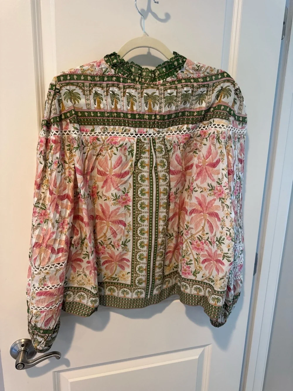 NWT Farm Rio Palm Dream Off-White Pink & Green Blouse | XL - Picture 6 of 7